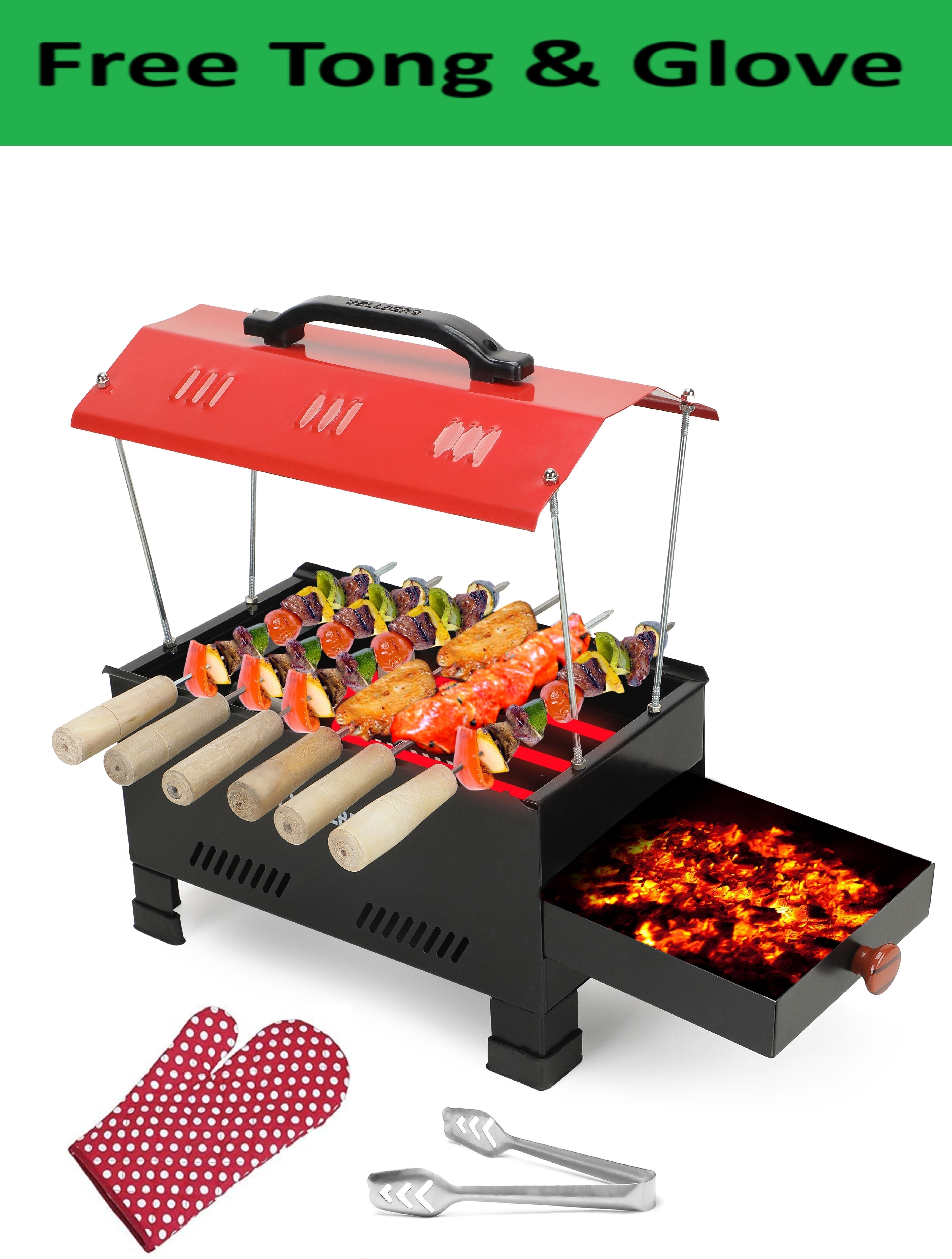 wellberg 2-in-1 1200W BBQ for Perfect Home Cooking, Versatile Meal Maker Charcoal & Electric Tandoor-picture-43