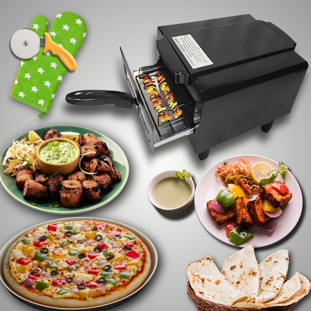 10 Inch Mini Pizza Maker & Grill | Multi-Purpose Oven for Tandoori, BBQ & Baking Electric Tandoor-image-43