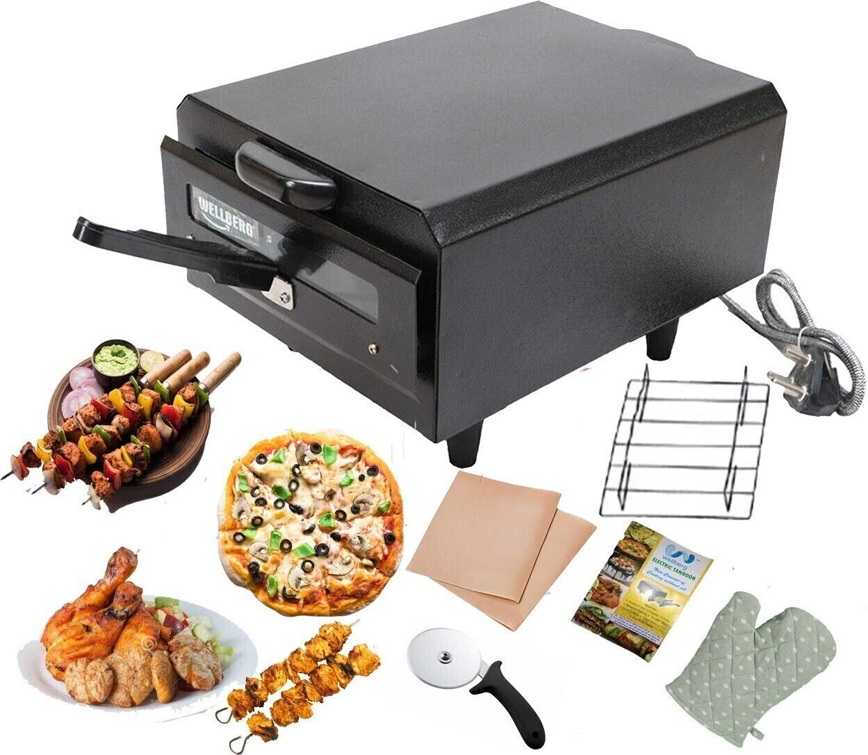 wellberg Small 10-Inch Combo � Oil-Free Cooking for Naan, Pizza, and Tandoori at Home Electric Tandoor-picture-0