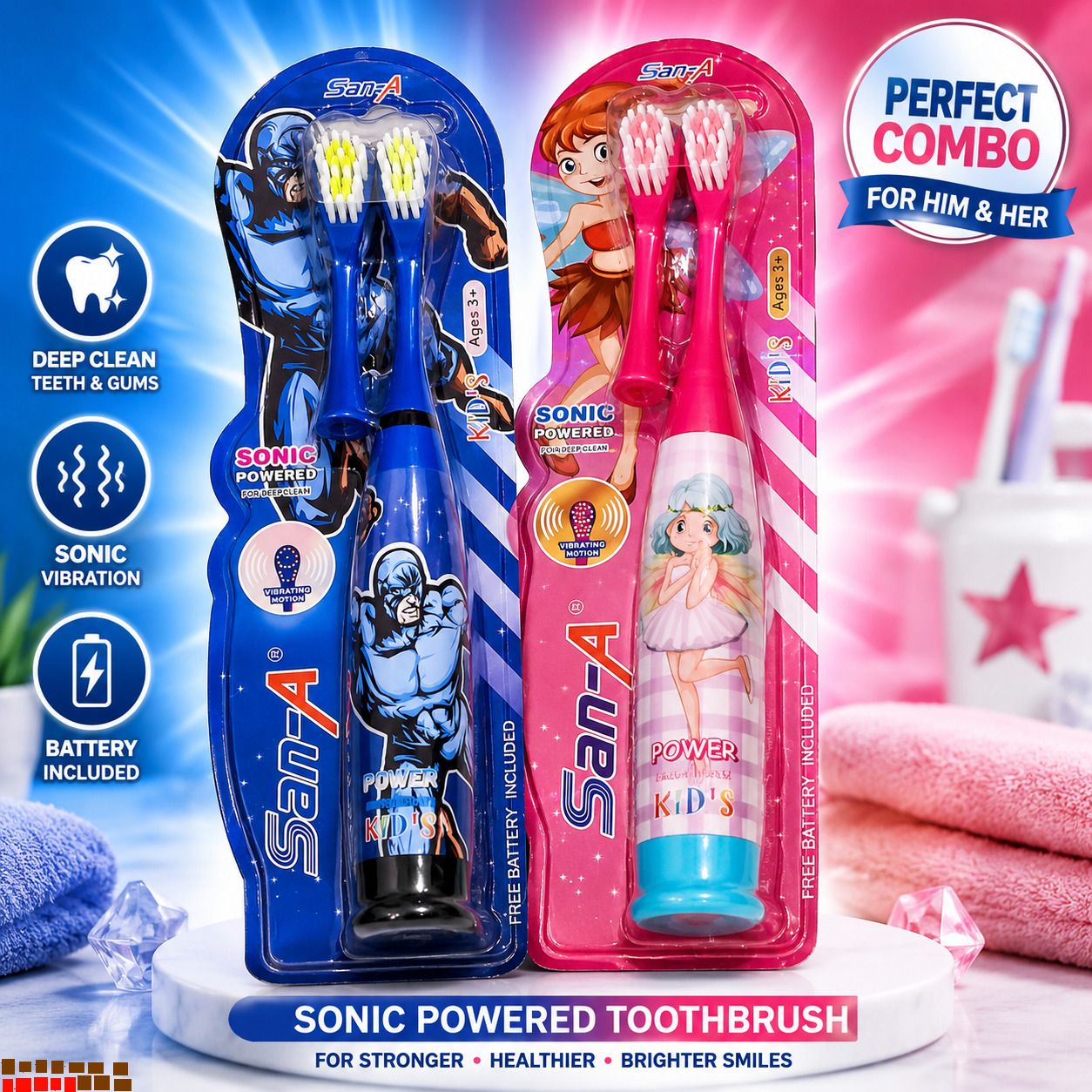 BZILO Pack of 2 Electric Soft Toothbrush Battery Powered for Kids Design may vary A122 Electric Toothbrush-image-9