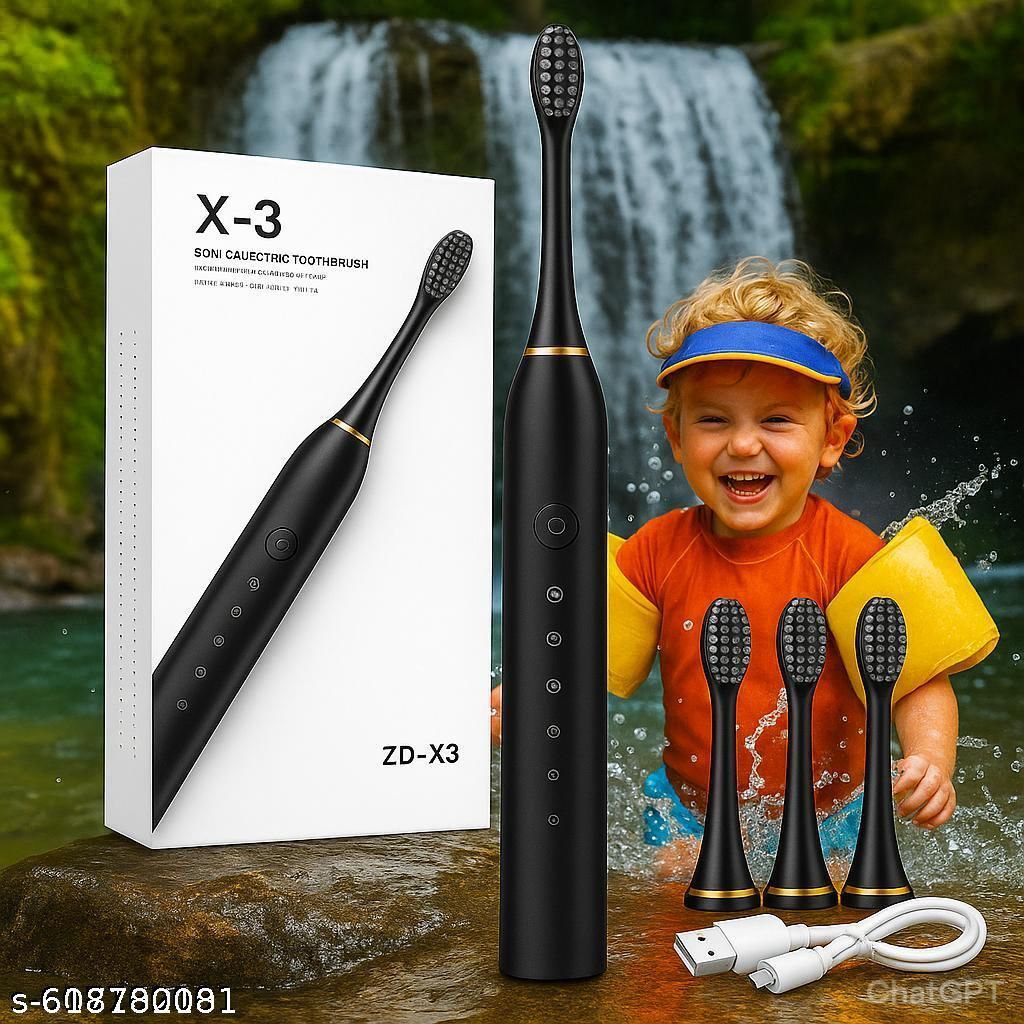 Ghost SONIC ELECTRIC TOOTHBRUSH WITH 4 BRUSH HEADS – Rechargeable Modes,@305 Electric Toothbrush-image-0