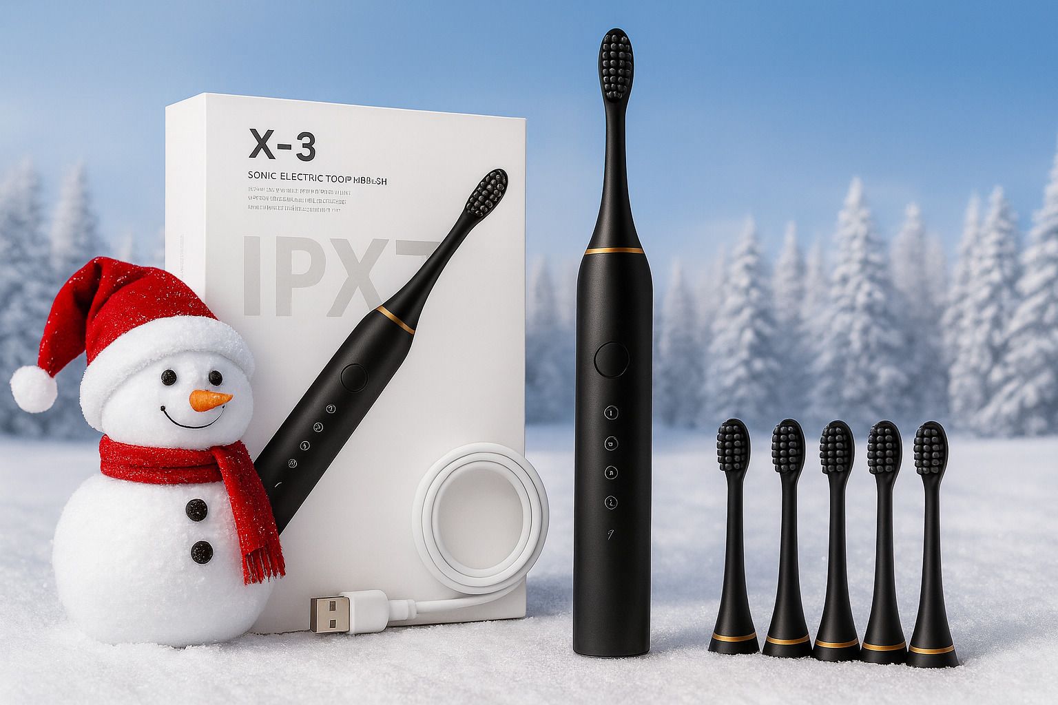 Wednesday SONIC ELECTRIC TOOTHBRUSH WITH 4 BRUSH HEADS – Rechargeable Modes,@413 Electric Toothbrush-image-0