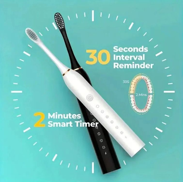 TEJAS SALES USB Rechargeable Ultrasonic with4 Brush hand Adults -Kids Electric Toothbrush Electric Toothbrush-image-9