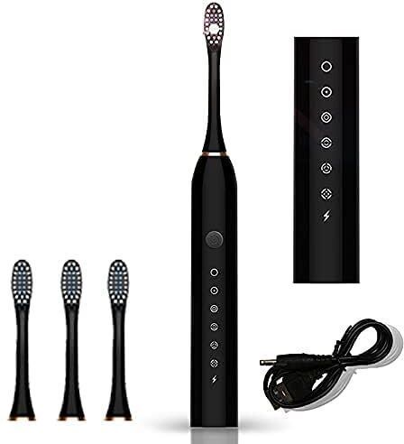 THE OM ENTERPRISE USB Rechargeable Ultrasonic with 3 Brush hand Adults -Kids Electric Toothbrush-image-5
