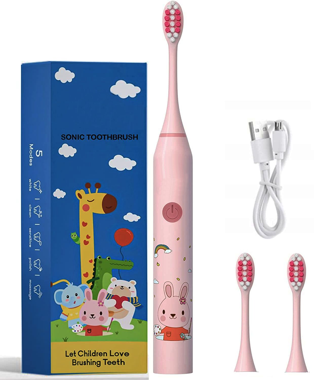 US1984 Rechargeable Sonic Smart Toothbrush for Kids 5 Mode 3 Brush Heads 30 Days backup Electric Toothbrush-image-44