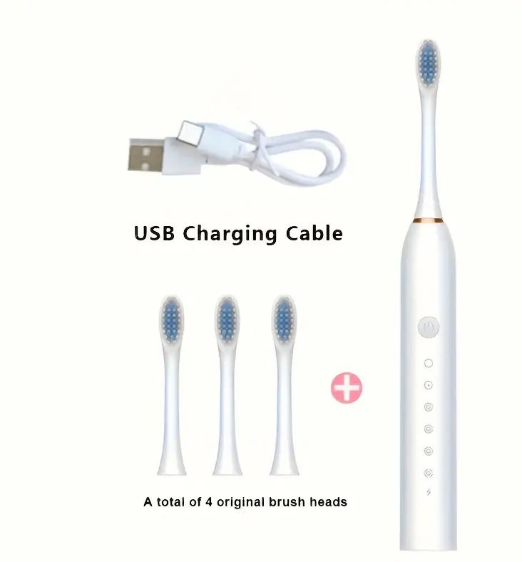TRUETAG USB Rechargeable Ultrasonic with 3 Brush hand Adults -Kids F8 Electric Toothbrush-image-46