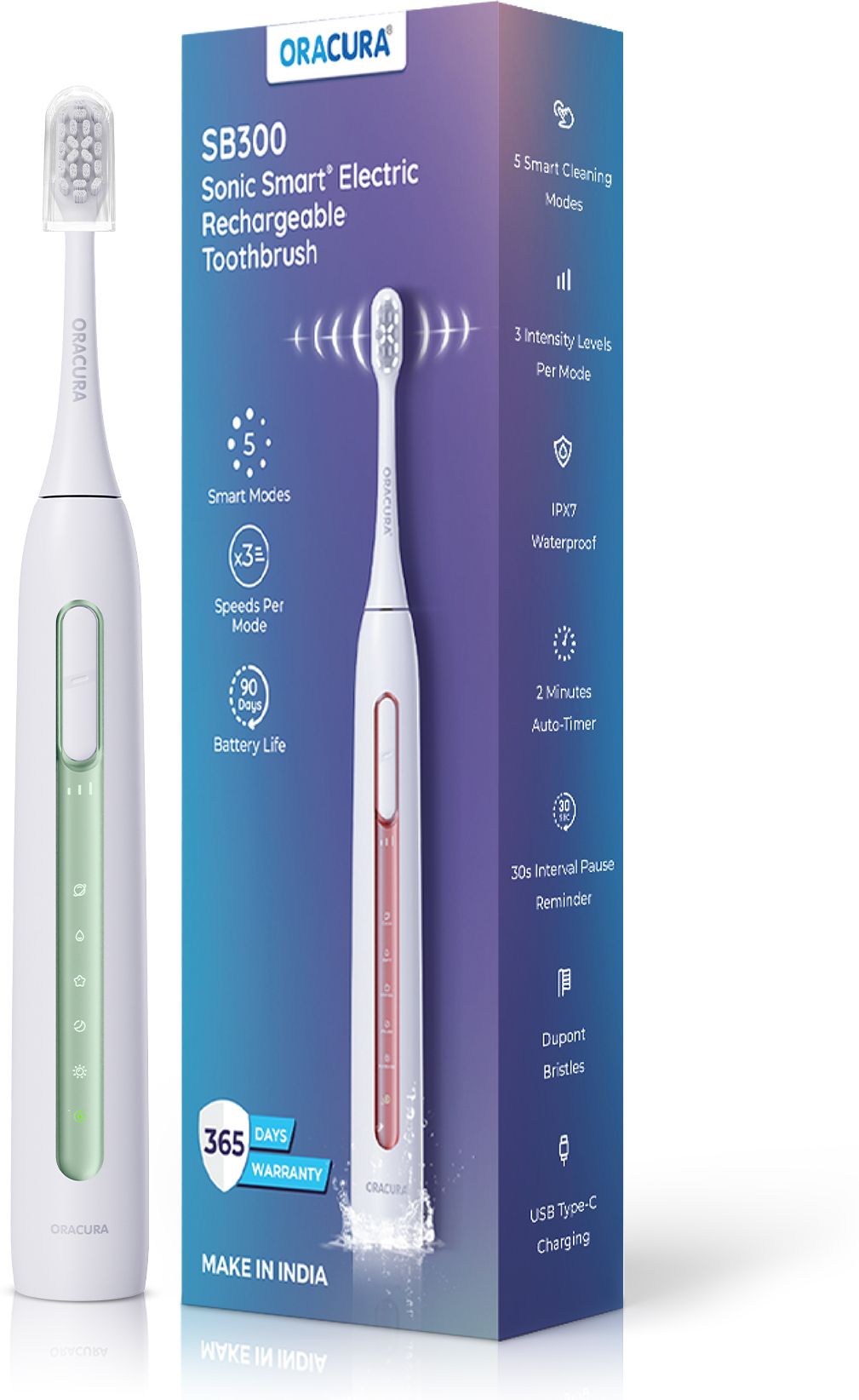 ORACURA SB300 Sonic Smart Electric Rechargeable Toothbrush | 36,000 strokes/min Electric Toothbrush-picture-15