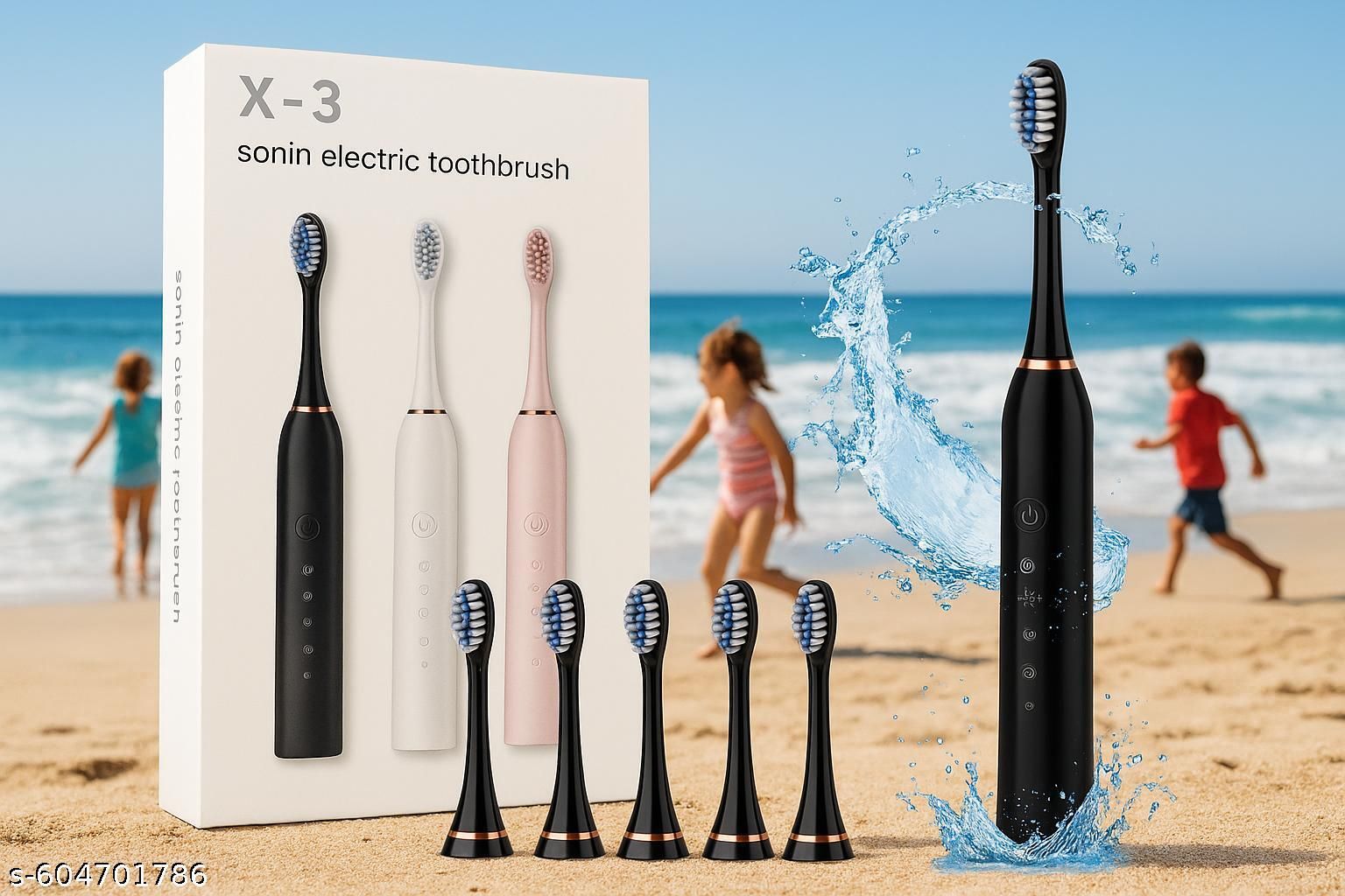 Wednesday SONIC ELECTRIC TOOTHBRUSH WITH 4 BRUSH HEADS – Rechargeable Modes,@370 Electric Toothbrush-image-0