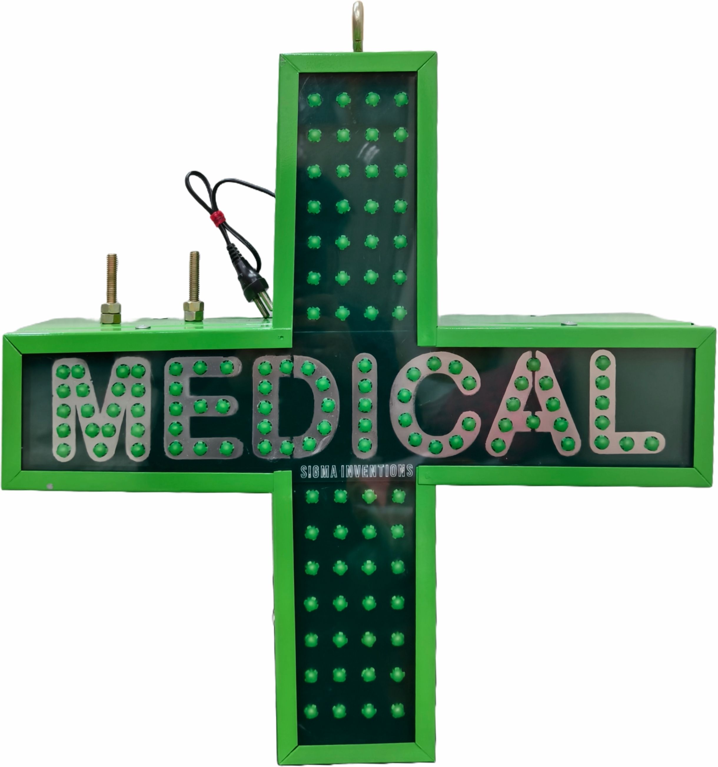 Sigma Inventions 18"x18" LED Medical Sign Board, Double-Sided, Green Plus LED Display-image-26