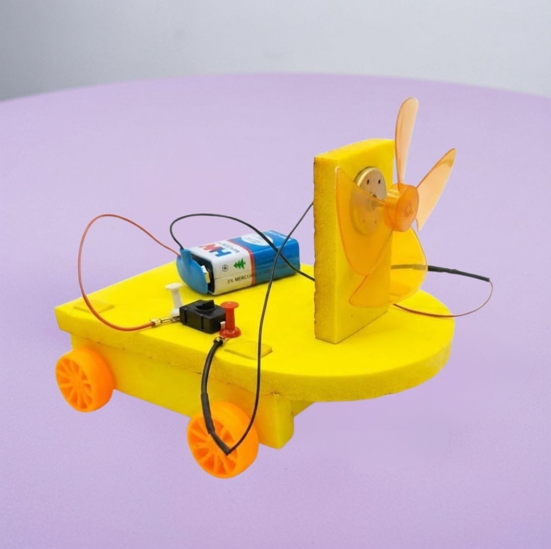 erhindia DIY Wind Power Toy Car Physics Science Project Working Model Kit for School Educational Electronic Hobby Kit-picture-1