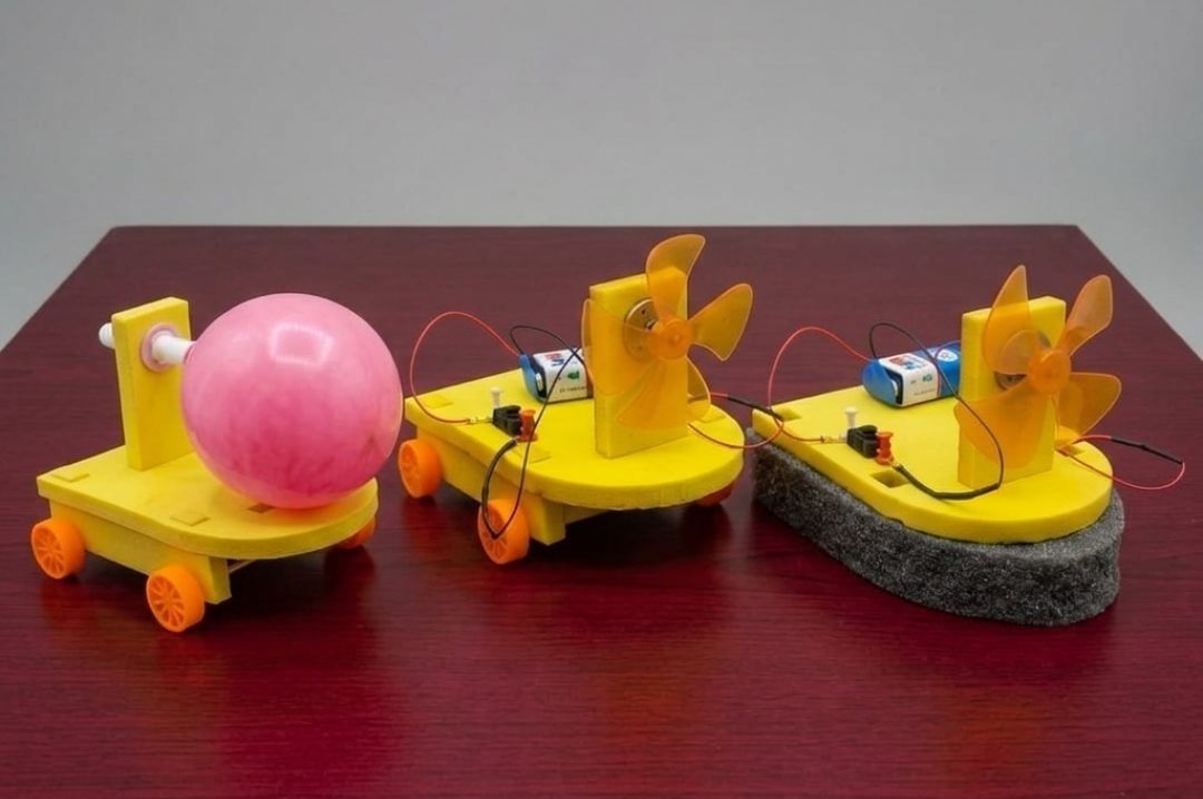 erhindia DIY 3 in 1 Wind and Balloon Powered Car Boat Educational STEM Project Kit Educational Electronic Hobby Kit-picture-17