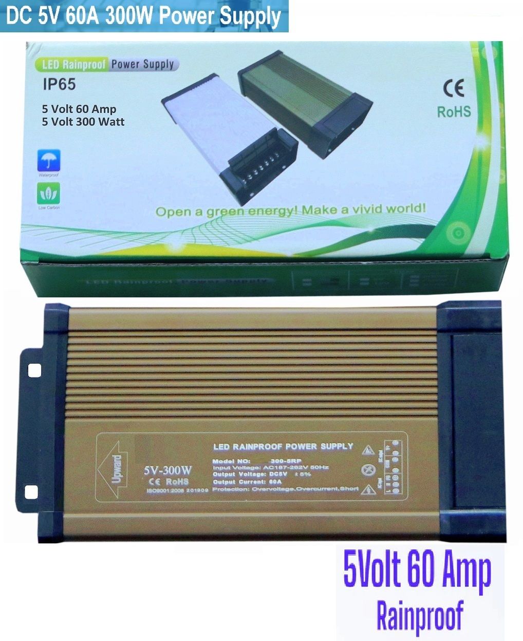 Divinext Rainproof 5 Volt 60 Amp 300 Watt Power Supply Unit AC to DC SMPS Power Adaptor Charger 300 Watts PSU-image-35
