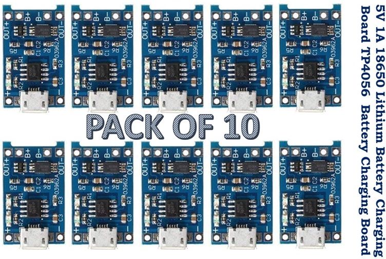 TP4056 Micro USB 5V 1A 18650 Lithium Battery Charger Module Charging Board With Protection (Pack of 10) Micro Controller Board Electronic Hobby Kit-image-44