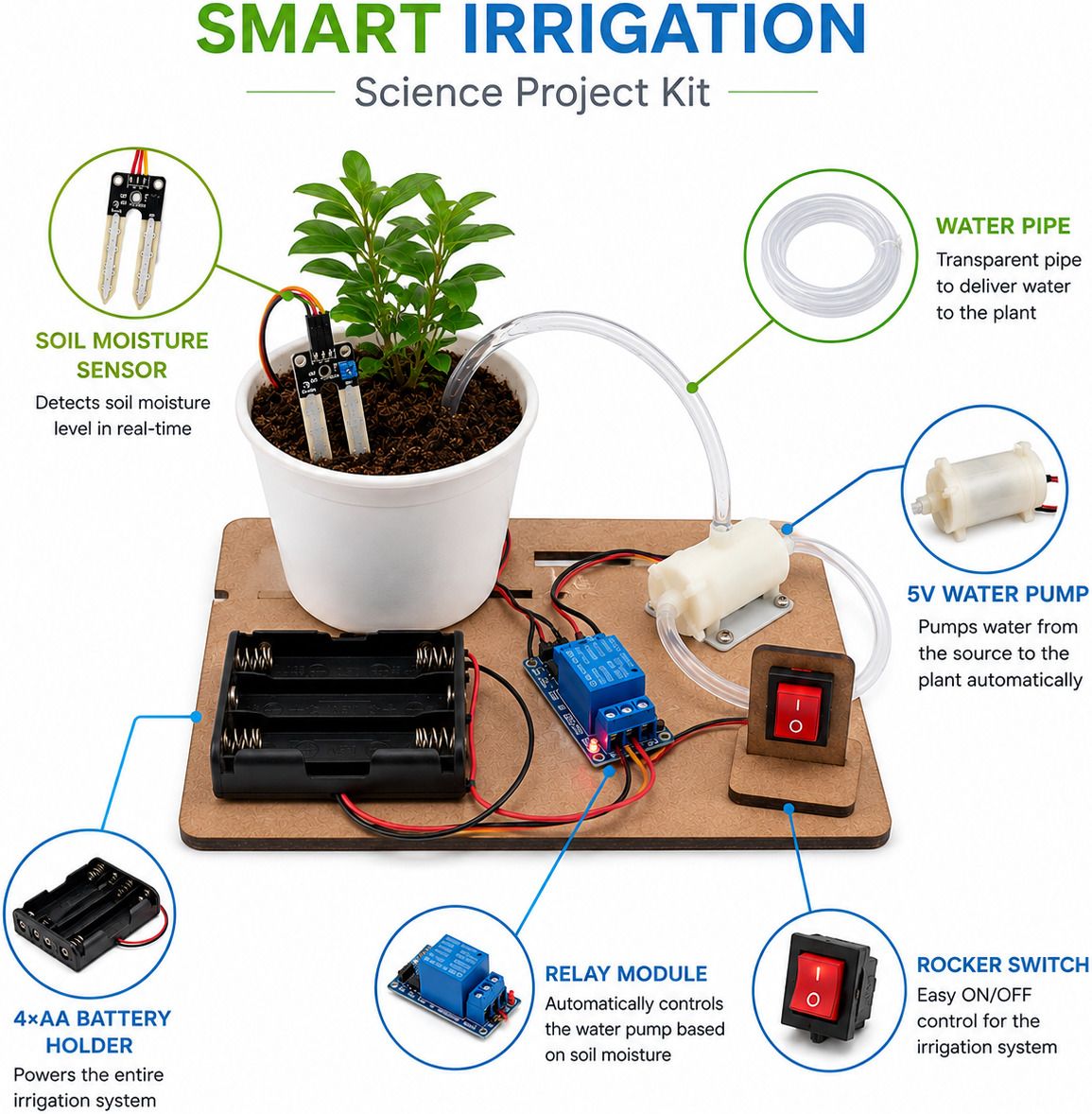 Smart Irrigation system science experiment kit for students Educational Electronic Hobby Kit-image-1