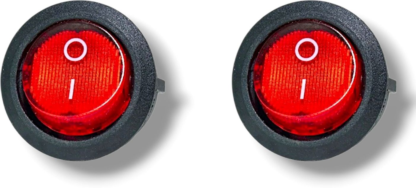 (PACK OF 2)Round ROCKER SWITCH With Indicator Red light 250V AC 6A or125V AC 10A Electronic Components Electronic Hobby Kit-image-25