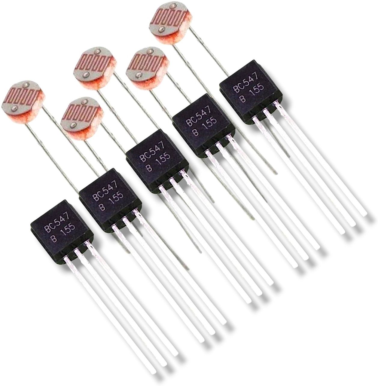 (Pack of 5 Sets)GL5516 LDR 5 MM SENSOR + BC547 Transistor Combo Kit Electronic Components Electronic Hobby Kit-image-6