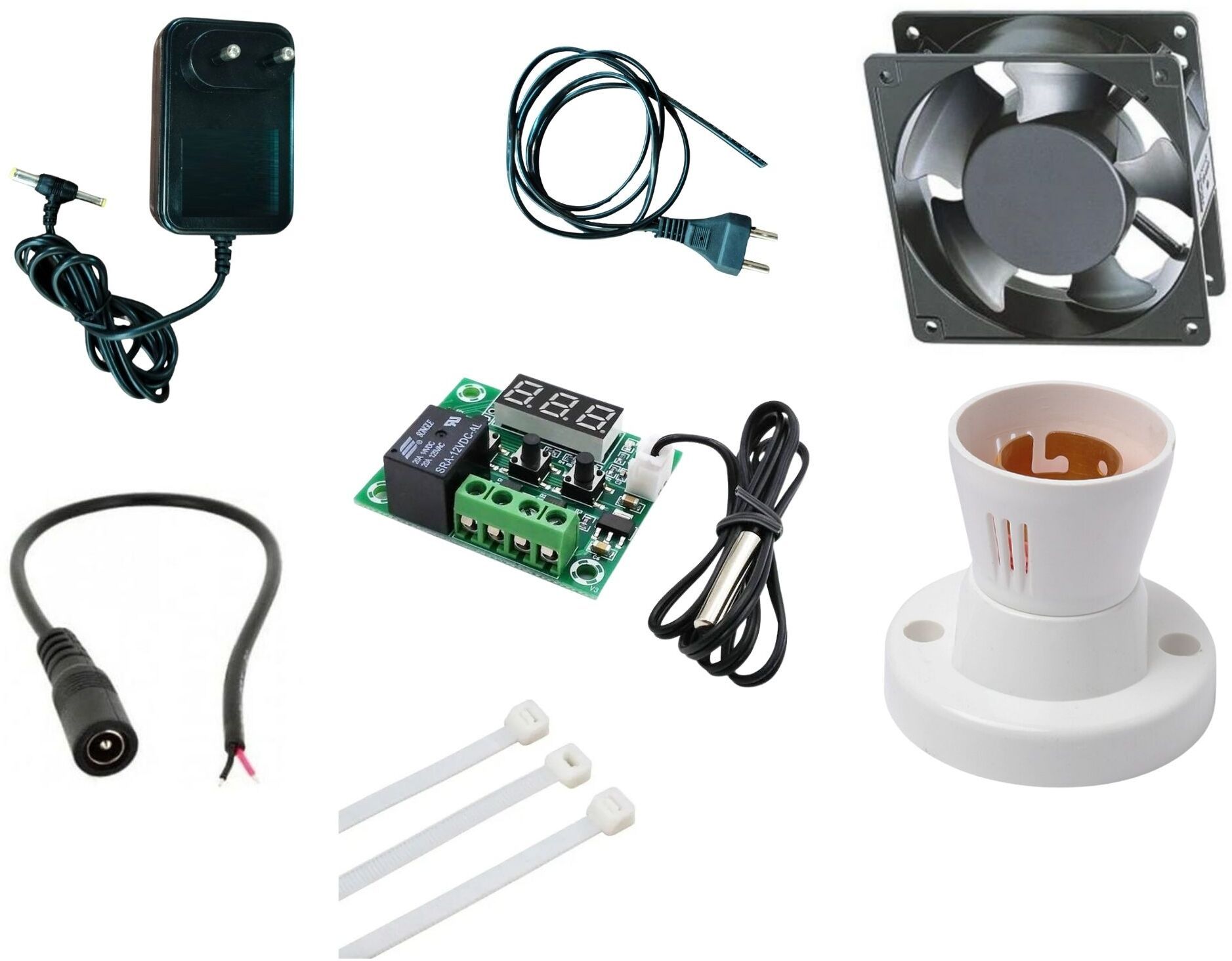 W1209 Digital Temperature Controller 1 DC fan 1 folder 1 adpater 1 two pin DIY Automotive Electronic Hobby Kit-image-42