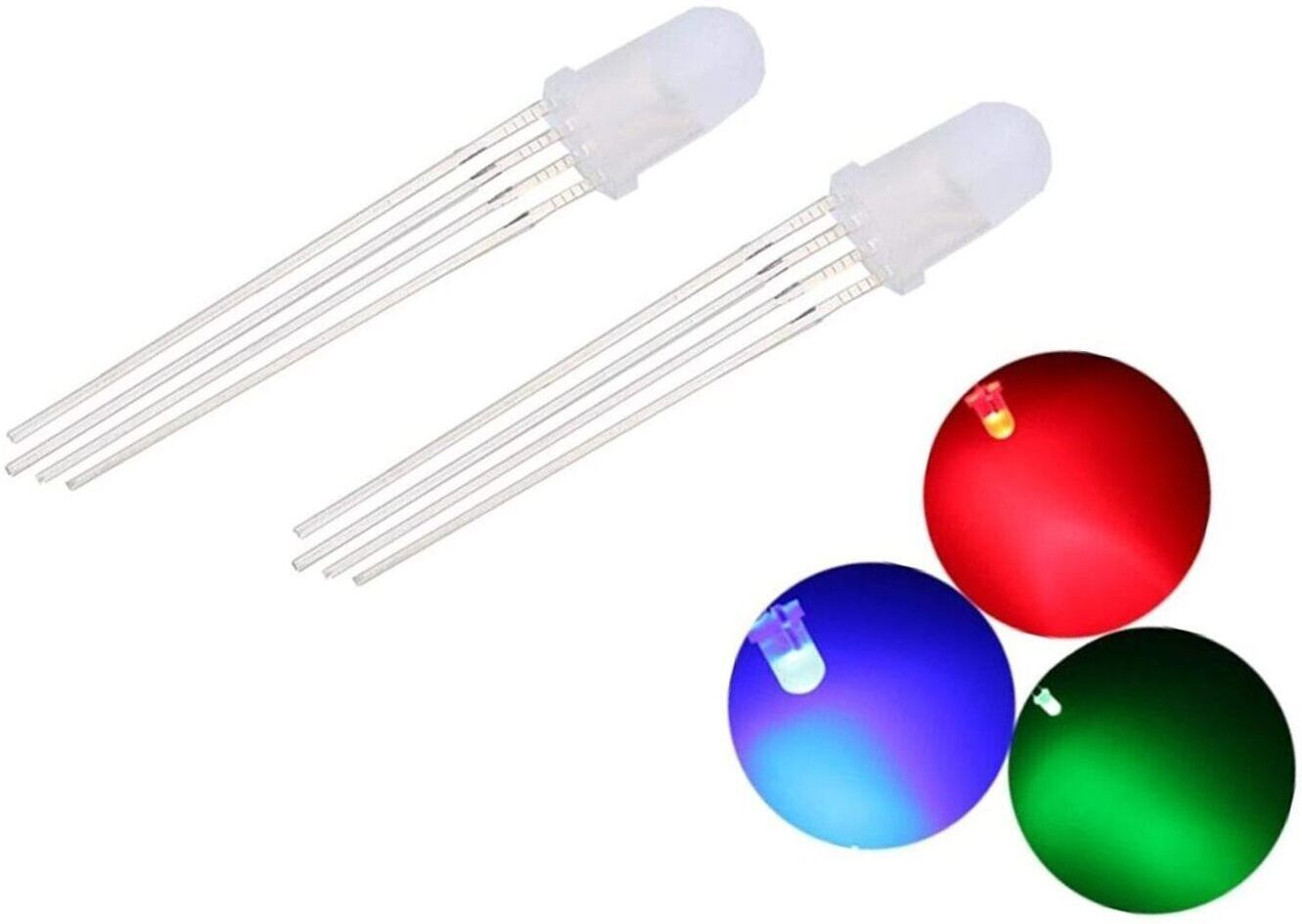 inventosales 100pcs 5mm 4pin 3V - 5V RGB Tri-Colors Commoen Cathode RGB LED Diodes Lights Automotive Electronic Hobby Kit-picture-13