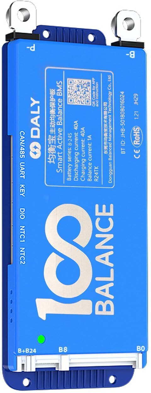 Battery Management System DALY, 40A 8-24S 24-72V BMS with 1A Active Balancer Electronic Components Electronic Hobby Kit-image-43