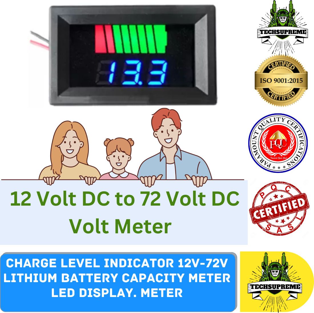 techsupreme Best Charge Level Indicator 12V-72V Lithium Battery Capacity LED Display Meter Meter Electronic Hobby Kit-picture-41