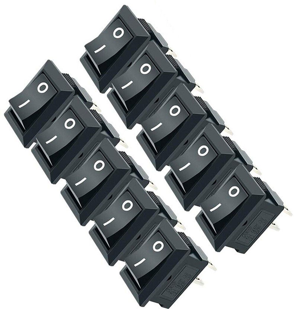 10 pcs Black SPST AC 6A-10A 125V-250V Solder Type ON-OFF 2 Pin Snap Rocker Boat Switch For Car Auto Boat Household Appliances Electronic Components Electronic Hobby Kit-image-18