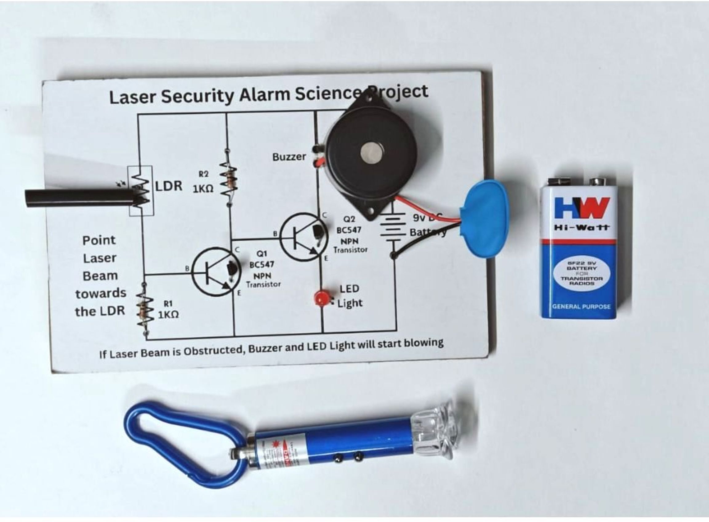 Laser Security Alarm System Circuit Science Project Working Model for class 12-image-1