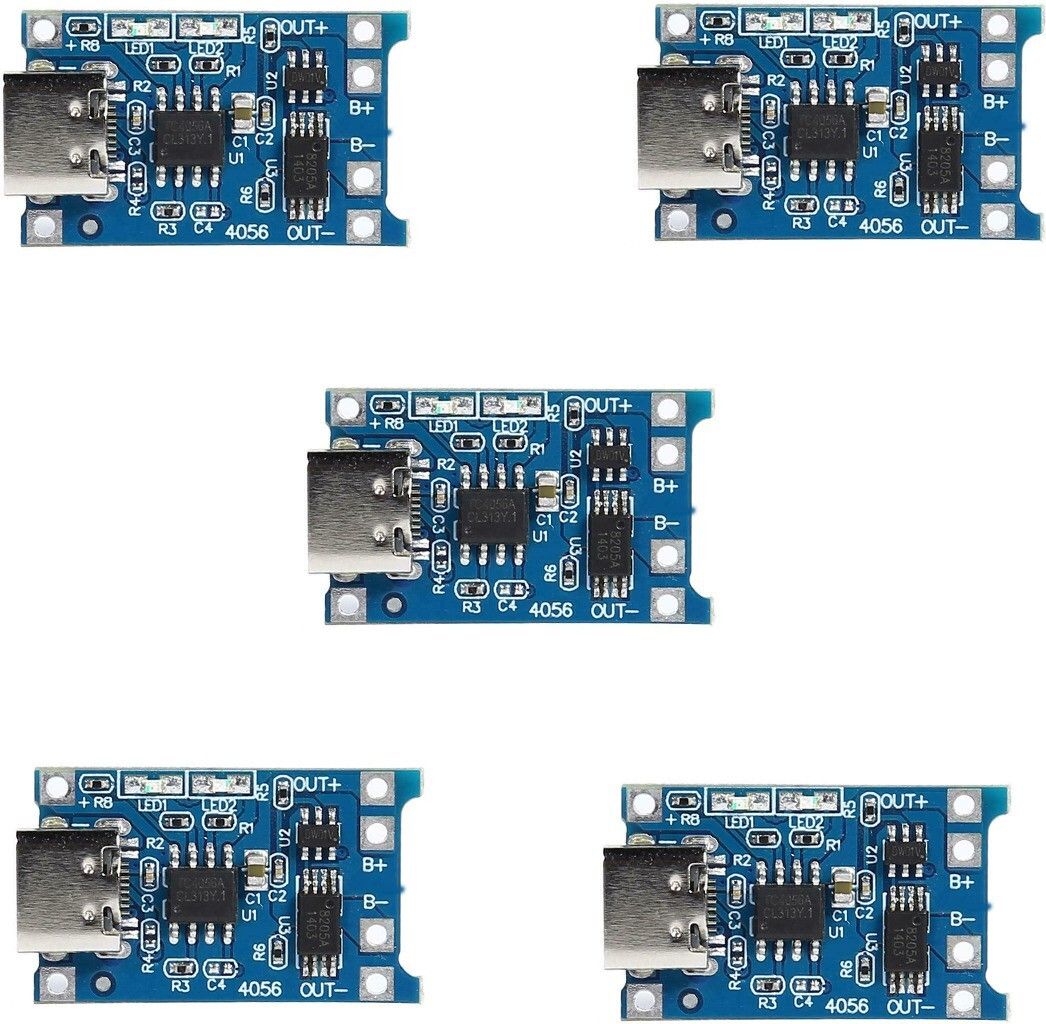 5 Pcs Type C USB 5V 1A 18650 Lithium Battery Charging Board Charger Module (5 Pieces) Electronic Components Electronic Hobby Kit
