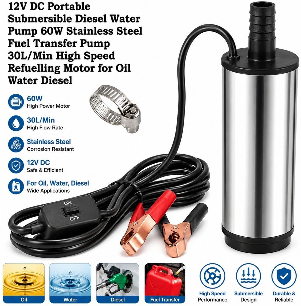 3ree ORIGINAL 12V DC Portable Submersible Diesel Water Pump 60W Electronic Components Electronic Hobby Kit-picture-35