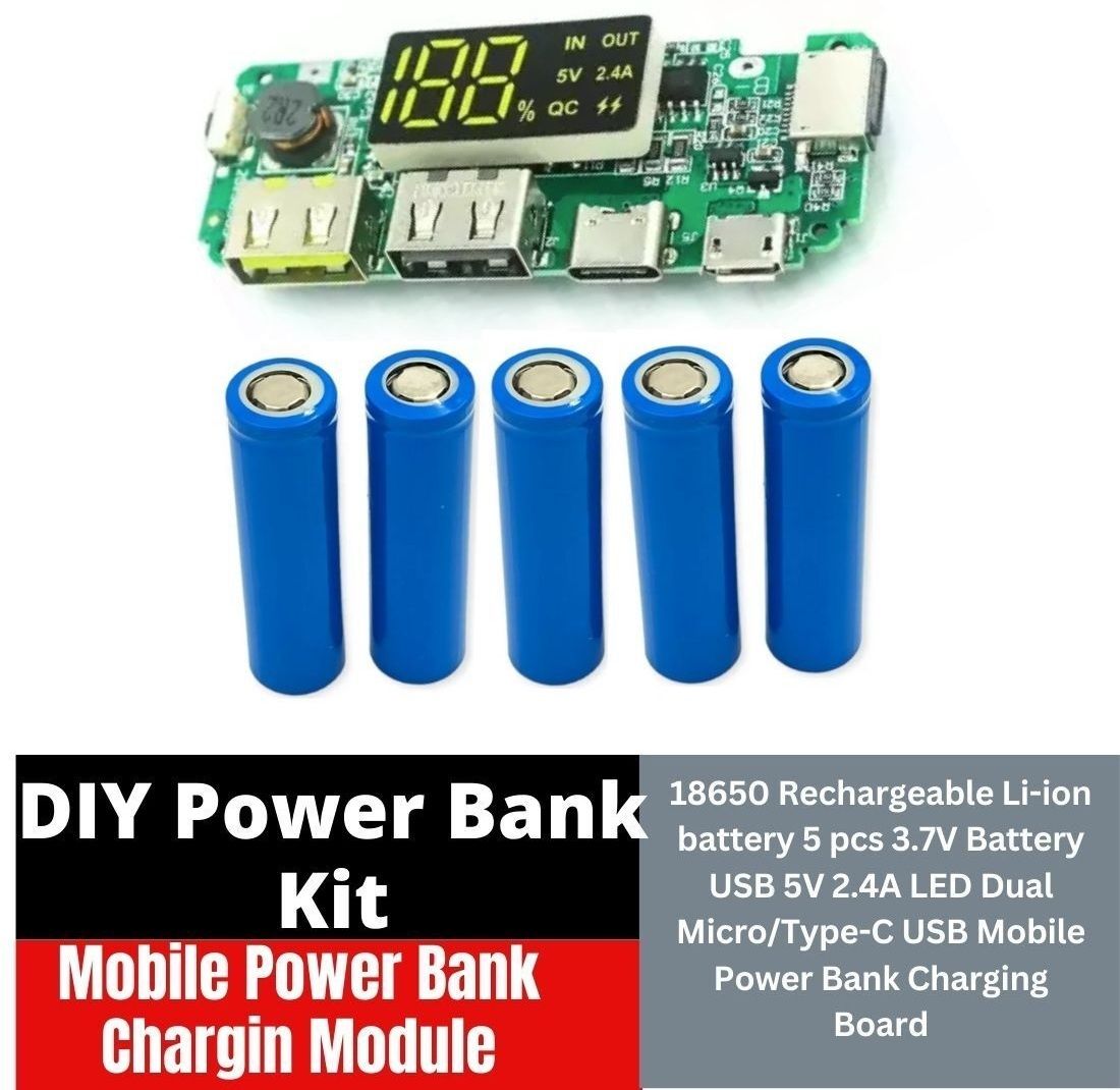 ebrand one DIY Power Bank Kit with 5 Pcs 18650 Rechargeable Li-Ion Batteries, 5V 2.4A USB Alternative Energy Electronic Hobby Kit-picture-13