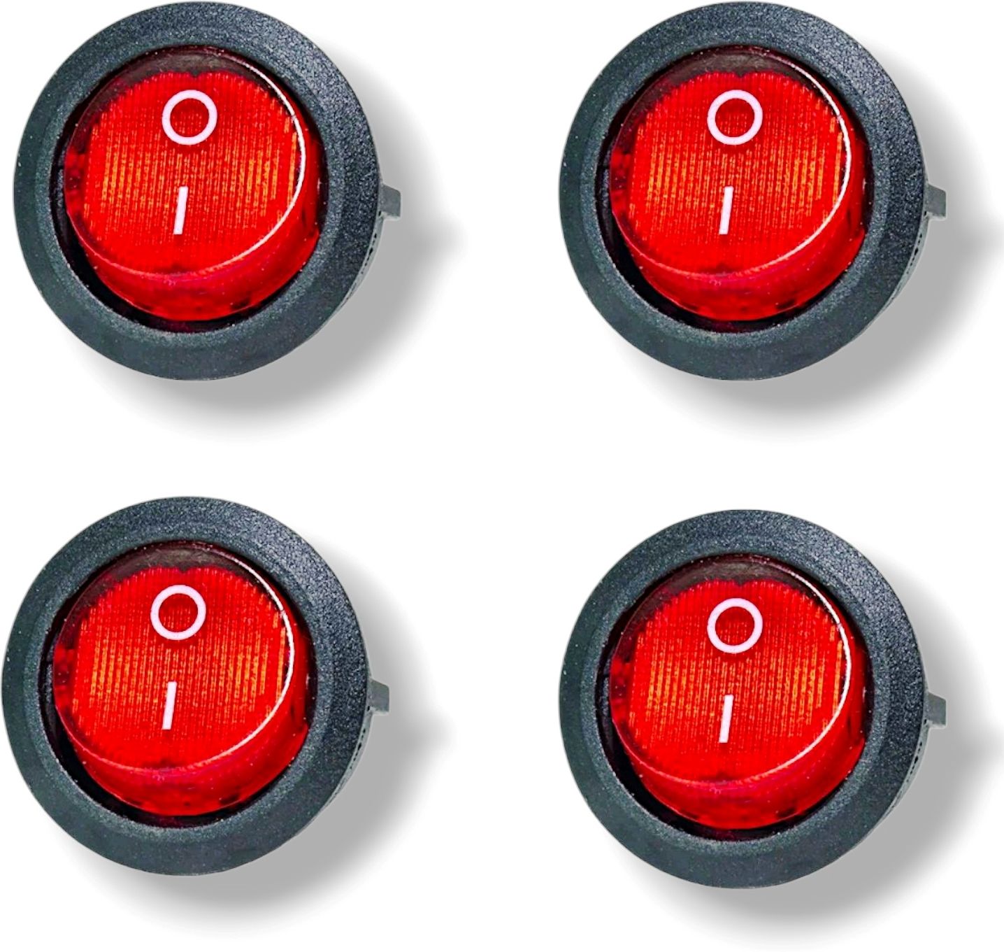 (PACK OF 4)Round ROCKER SWITCH With Indicator Red light 250V AC 6A or125V AC 10A Electronic Components Electronic Hobby Kit-image-24