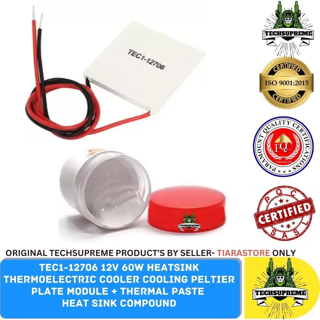 techsupreme TEC1-12706 Heatsink Thermoelectric Cooling Peltier Plate Module ,Thermal Paste Temperature Sensor and Controller Electronic Hobby Kit-picture-34