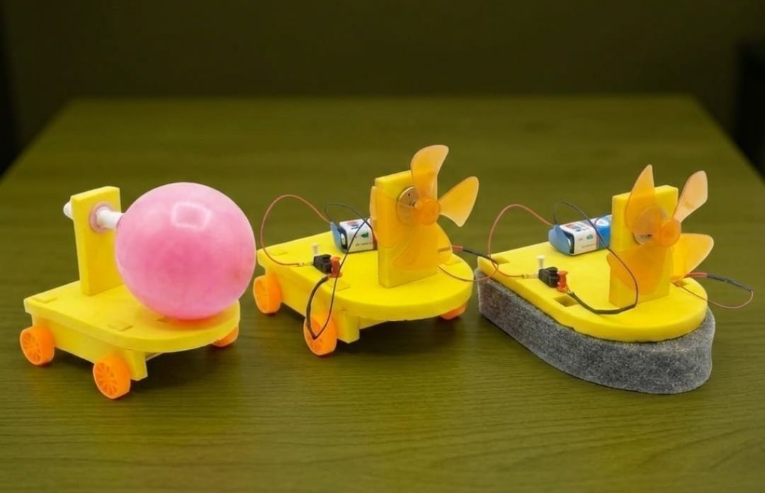 erhindia DIY 3 in 1 Science Project Kit Wind Powered Boat Balloon Car for Students Educational Electronic Hobby Kit-picture-3