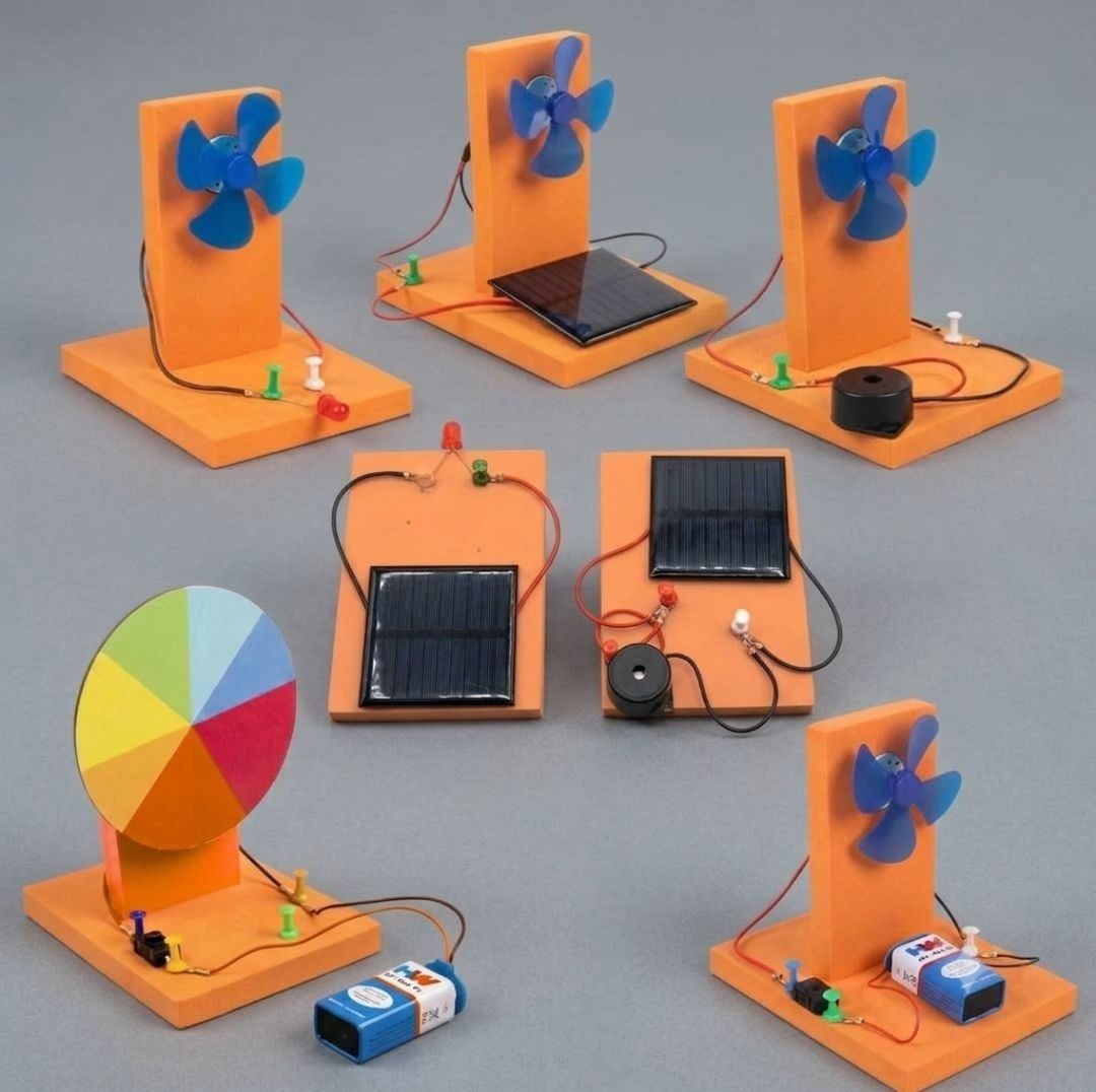 erhindia 7 in 1 DIY Windmill STEM Working Model Kit with Solar Panel LED Newtons Disk Educational Electronic Hobby Kit-picture-37