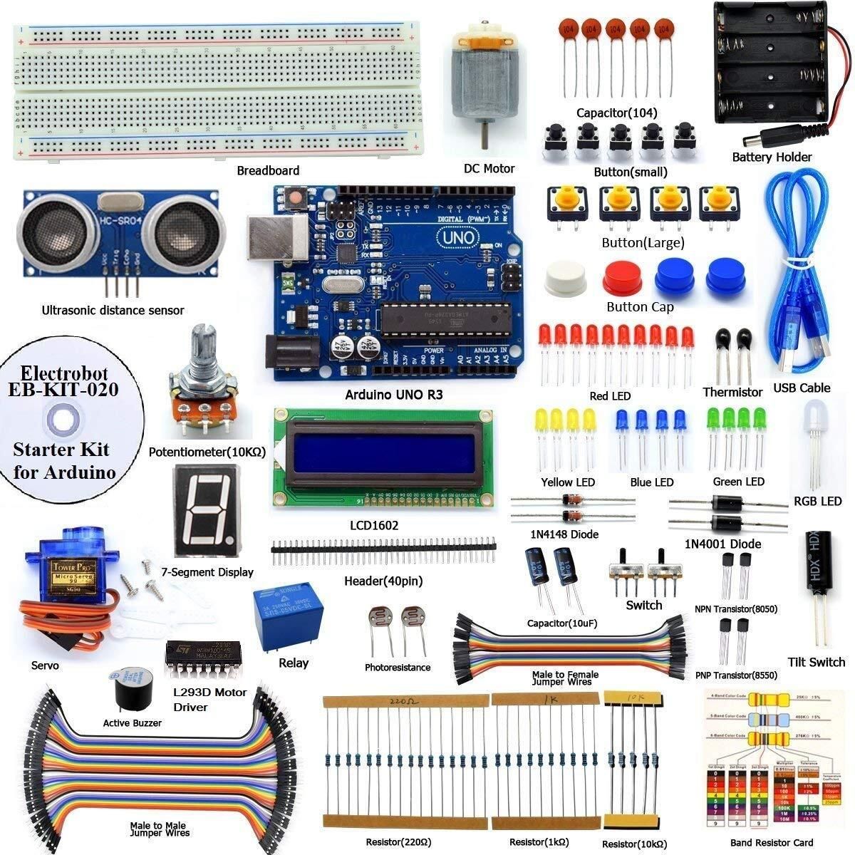 DIY Ultrasonic Distance Sensor Starter Kit for UNO R3, LCD1602, Breadboad Educational Electronic Hobby Kit