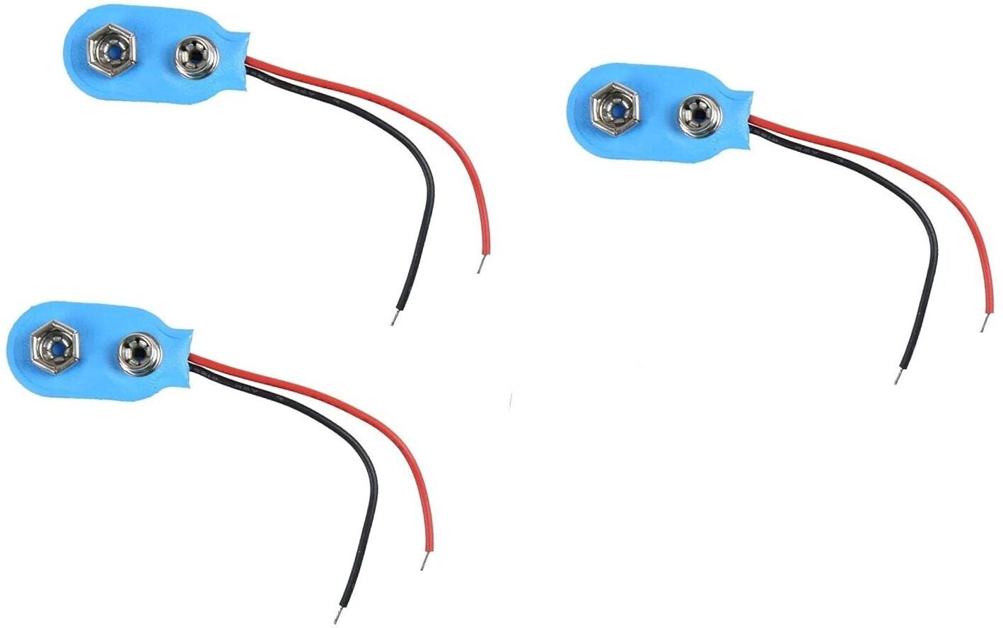 3pcs 9V 9volt Battery Holder Clip Snap On Connector Cable Lead Blue Automotive Electronic Hobby Kit-image-2