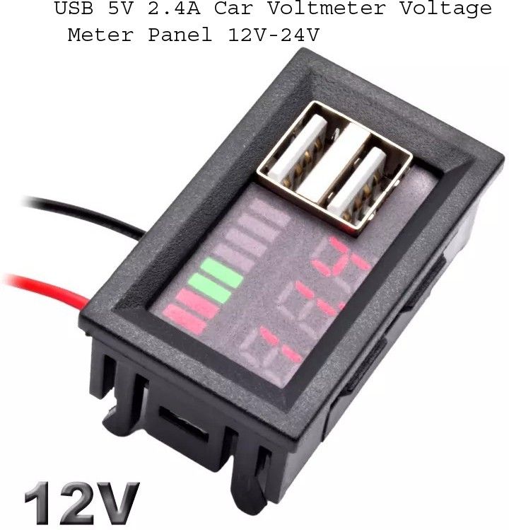 USB 5V 2.4A Car Voltage Meter Li-ion, Lead acid ,Lithium Battery Tester. Voltmeter-image-5