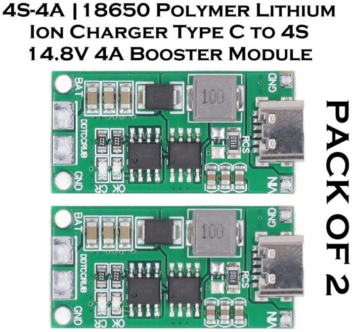 eastra PACK OF 2 4S-4A 18650 Lithium Ion Charger Type C to 4S 8.4V 4A Booster Module Electronic Components Electronic Hobby Kit-picture-24