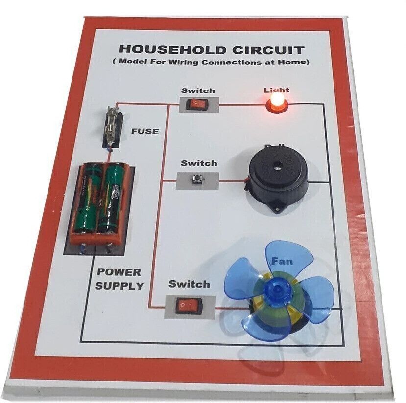 Household Circuit - Model for Wiring Connections at Home. School Science Project for STEM Education. Educational Electronic Hobby Kit-image-30