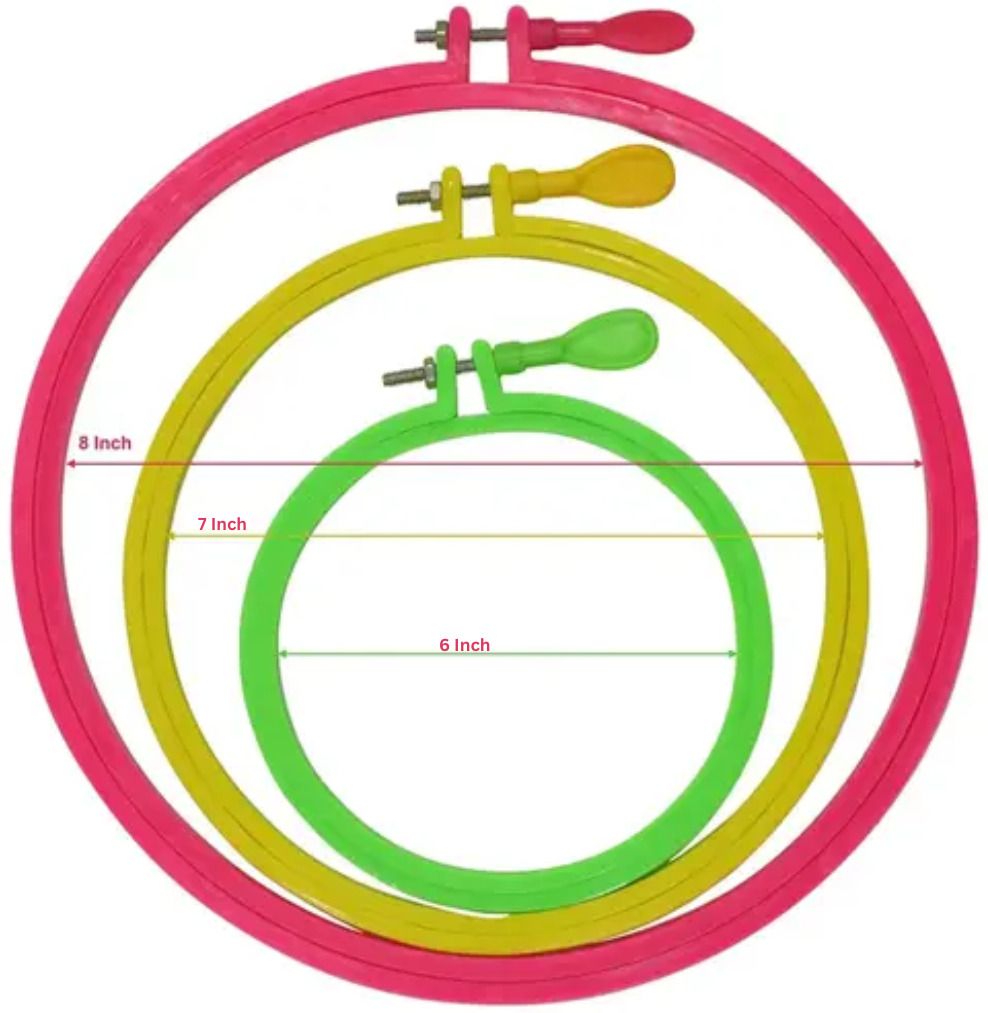 qroof Plastic Embroidery Hoop Ring Frame Set : Set of 3 pcs (Diameter: 8",7", 6") Embroidery Hoop-picture-16