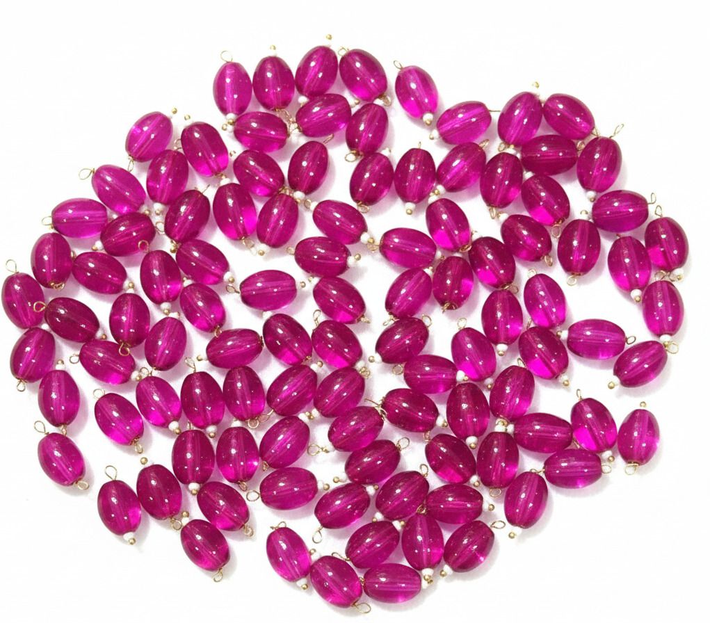 Oval Shape Glass Hanging Beads(Rani pink) Embroidery Hoop-image-46