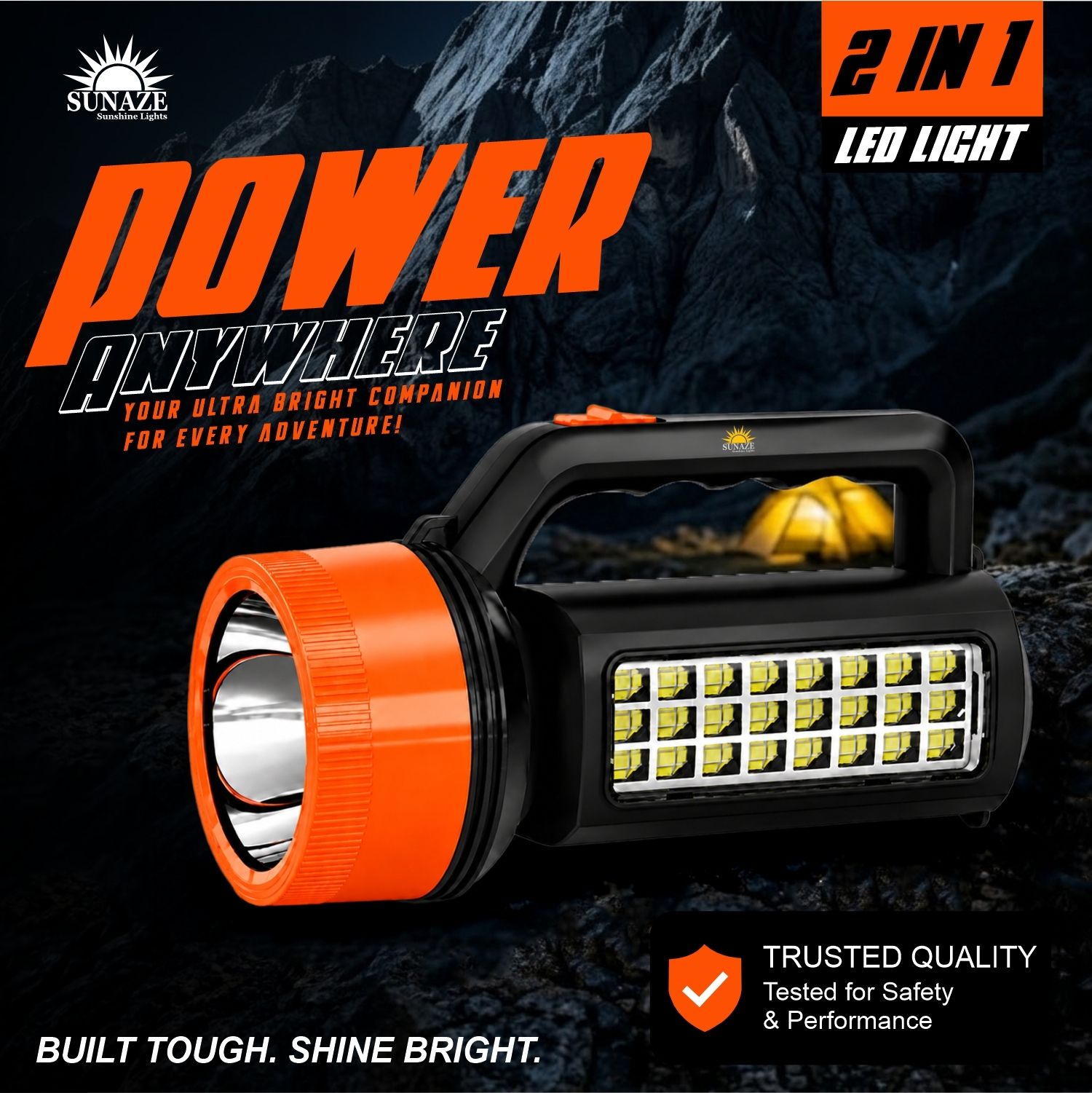 Rechargeable 75W+24 SMD Long Range 2500mAH Search Light Torch 8 hrs Torch Emergency Light-image-14