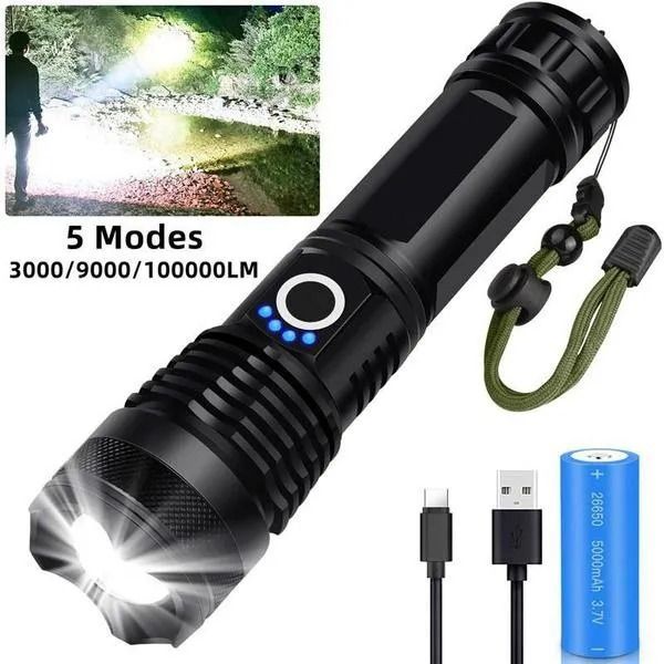 Metal Rechargeable USB Tactical, Waterproof Portable Torch Light for Emergency 8 hrs Torch Emergency Light-image-37