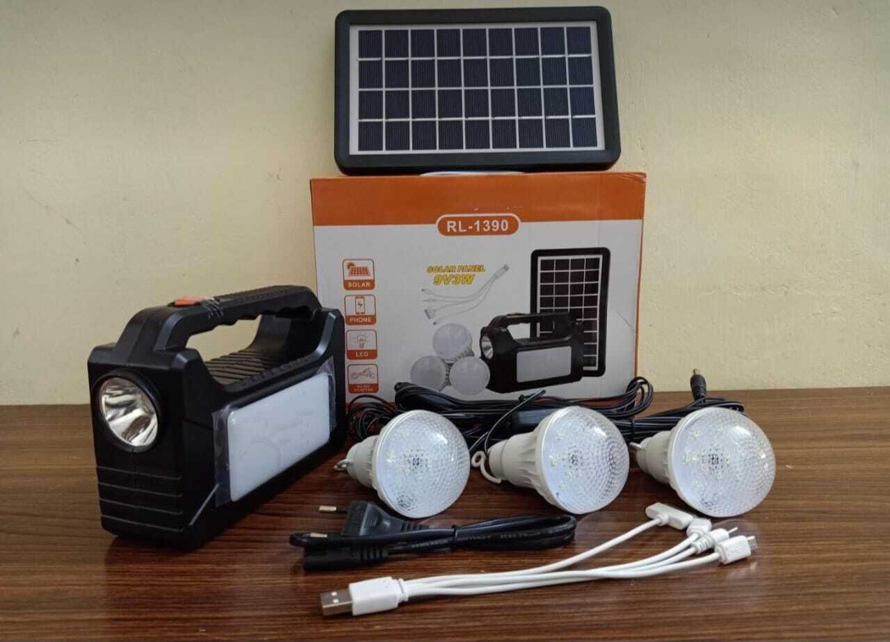 RL-1390 Portable Solar LED Lighting System with 3 Usb Bulb & Rechargeable 6 hrs Flood Lamp Emergency Light-image-29