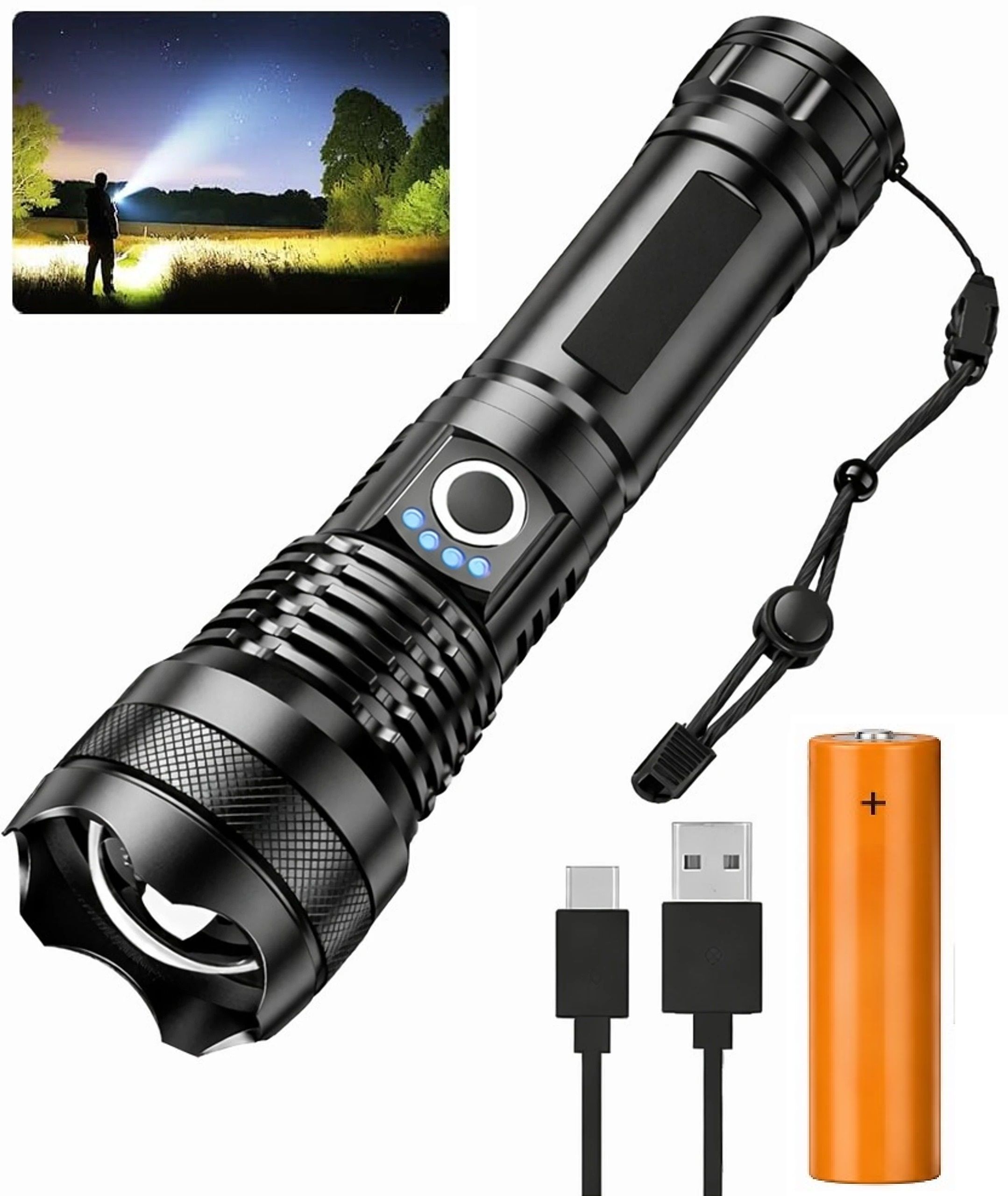 tradhi Aubade 100WTorch Light | Zoom Focus | Long Range Flashlight Torch 10 hrs Torch Emergency Light-picture-48