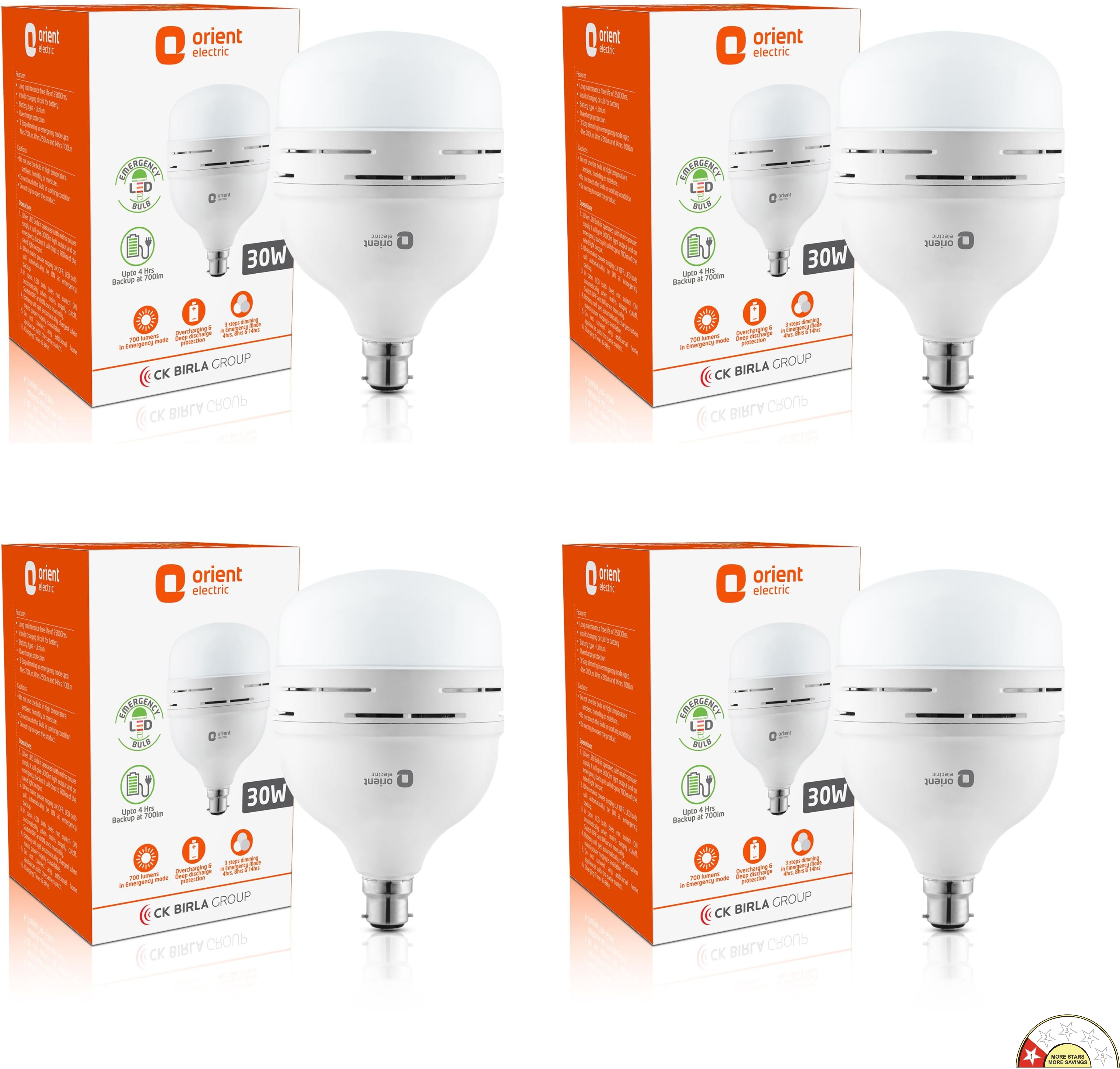 orient electric Eternal Emergency Lamp 30W - Cool White (Pack of 4) 4 hrs Bulb Emergency Light-picture-19