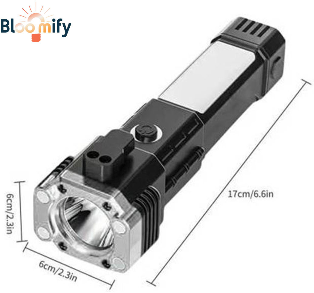 bloomify BMT-H66 Rechargeable LED Flashlight with Window Breaker & Seatbelt Cutter 5 hrs Torch Emergency Light image 1