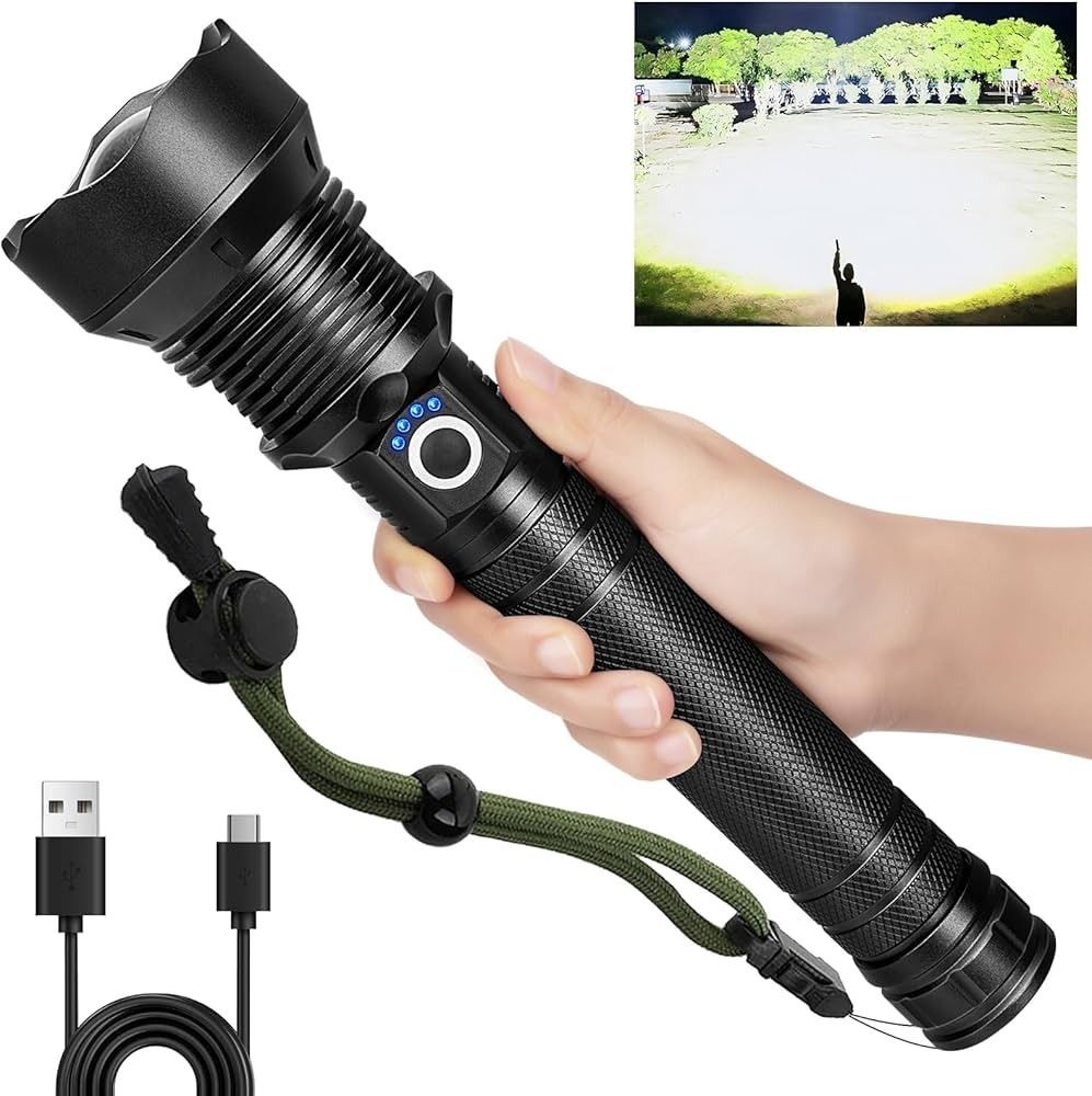 375 Rechargeable Torch USB Tactical Torches Battery Operated with Zoomable 12 hrs Torch Emergency Light-image-34
