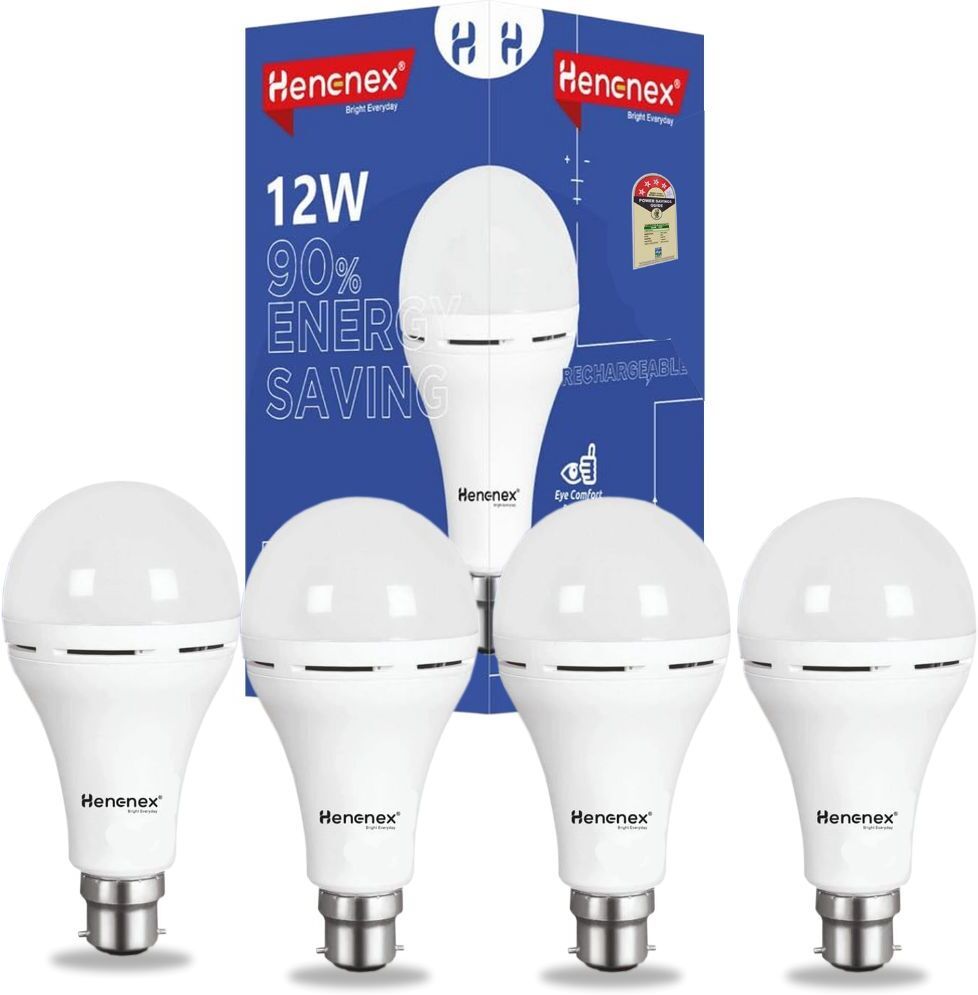 12W LED Bulb with Emergency Charging Feature|Pck of 4 4 hrs Bulb Emergency Light