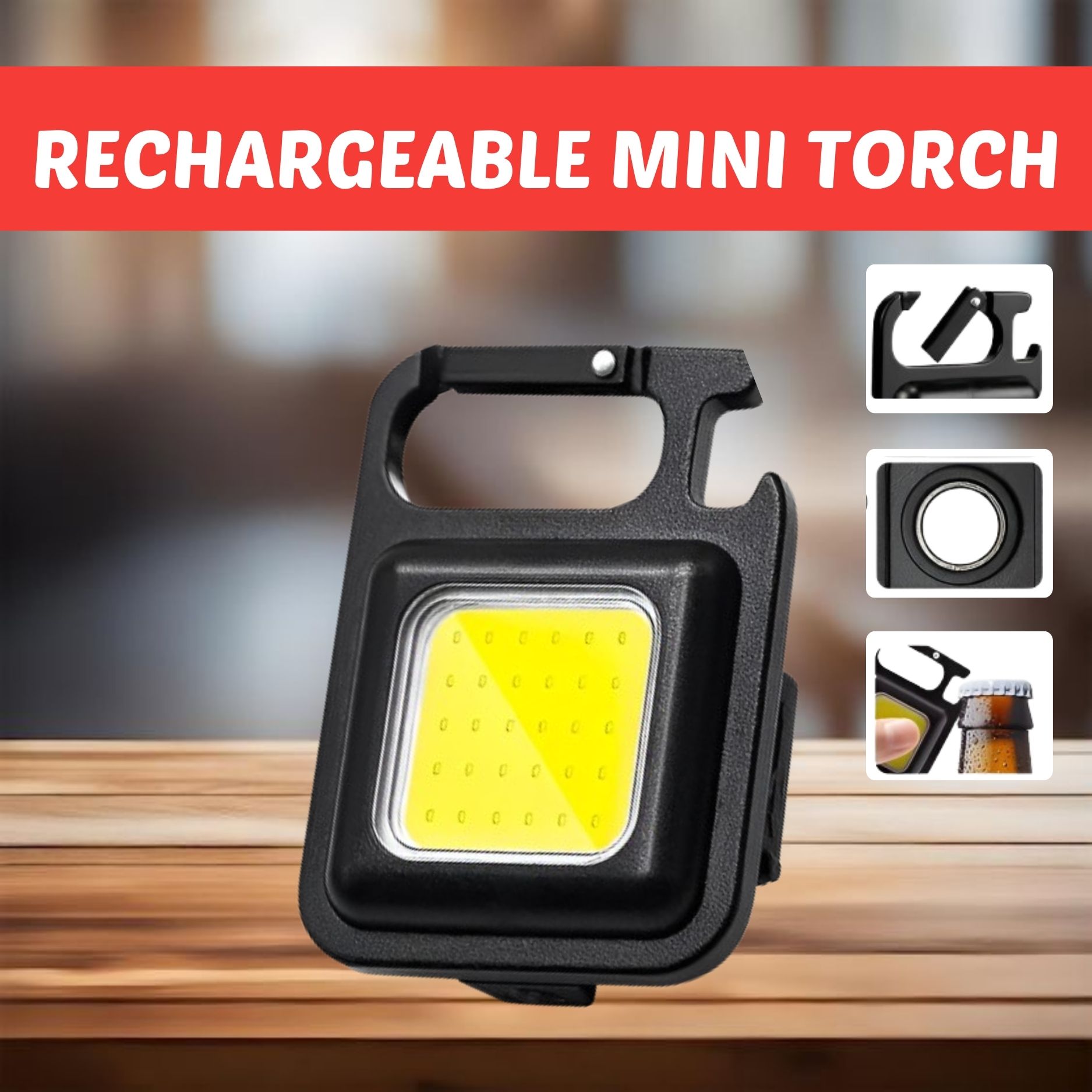 sacro Rechargeable Small (COBB Light) With Keychain and 4 Hours Battery LifeE146 4 hrs Torch Emergency Light-picture-3