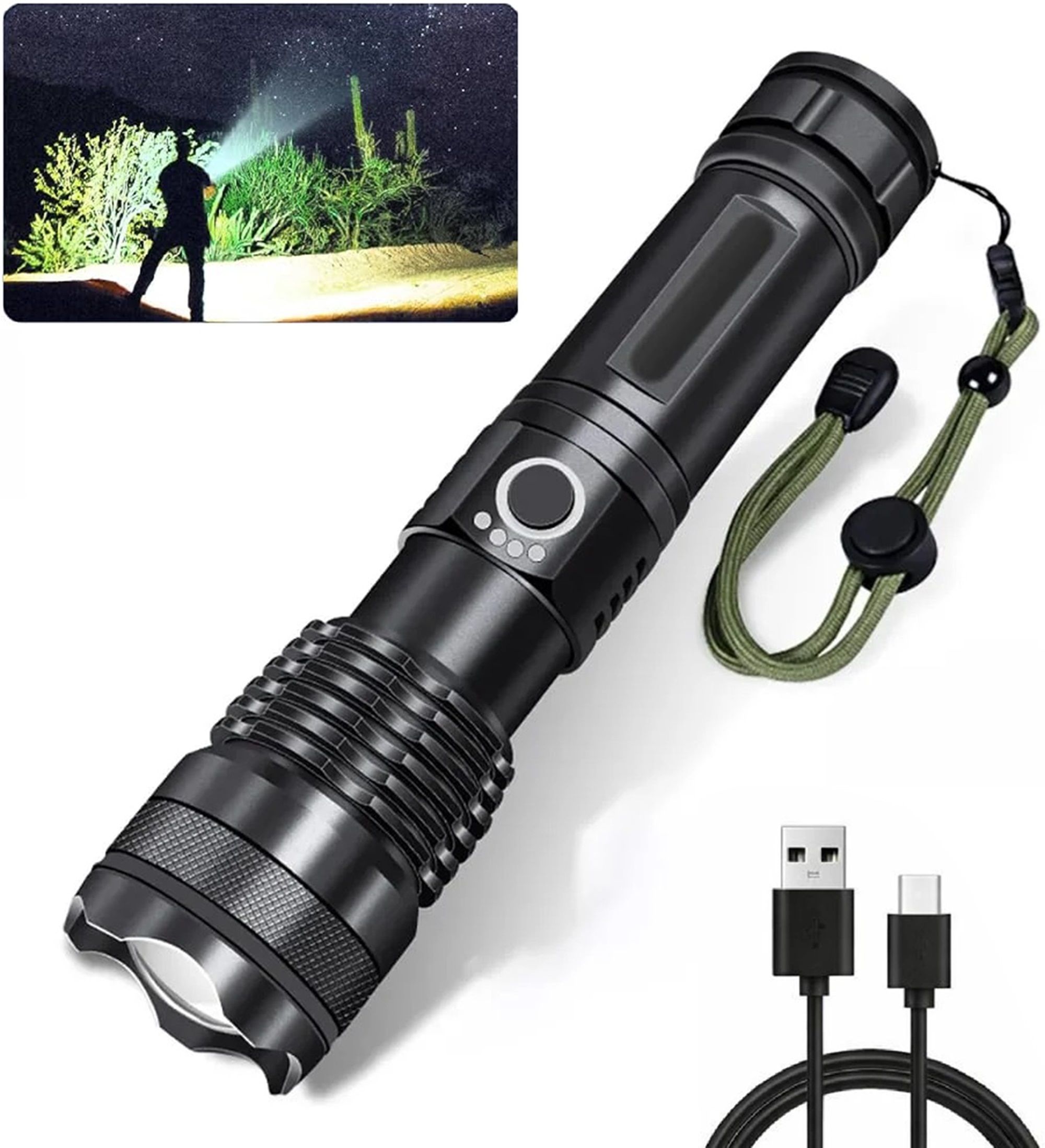 983 Zoomable Rechargeable LED Torch Light with USB Charging & Power Display 8 hrs Torch Emergency Light-image-32